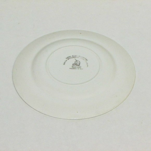 2 WEDGWOOD ROYAL BLUE Bread Plates Silver Rim Vintage Floral - Picture 3 of 4